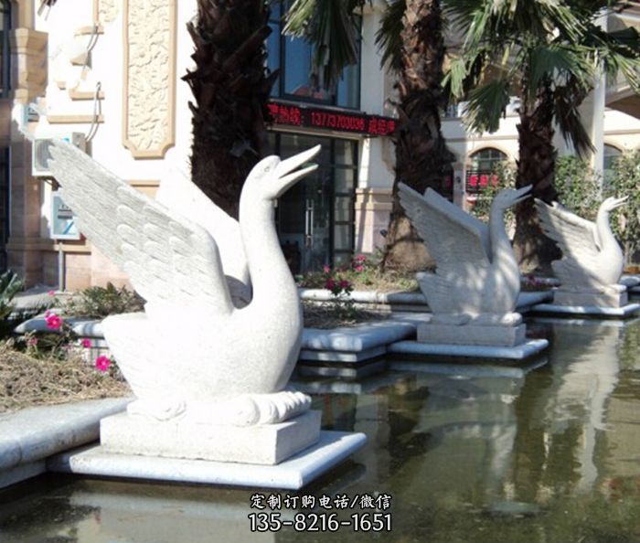 小区景观大理石天鹅喷泉石雕 小区景观大理石天鹅喷泉石雕