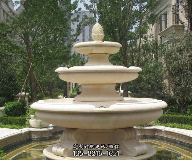 小区景观晚霞红多层喷泉石雕 小区景观晚霞红多层喷泉石雕