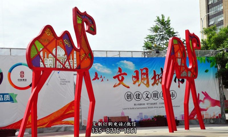 不锈钢公园抽象骆驼雕塑 不锈钢公园抽象骆驼雕塑