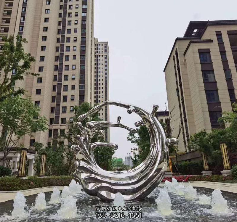 不锈钢海浪喷泉雕塑 不锈钢海浪喷泉雕塑
