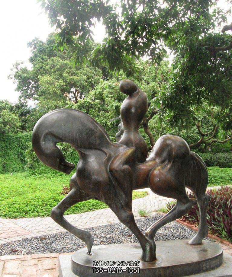 公园抽象骑马人物景观铜雕