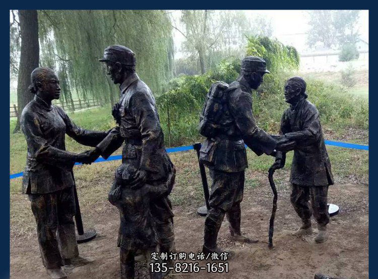 广场铜雕解放军慰问人物雕塑