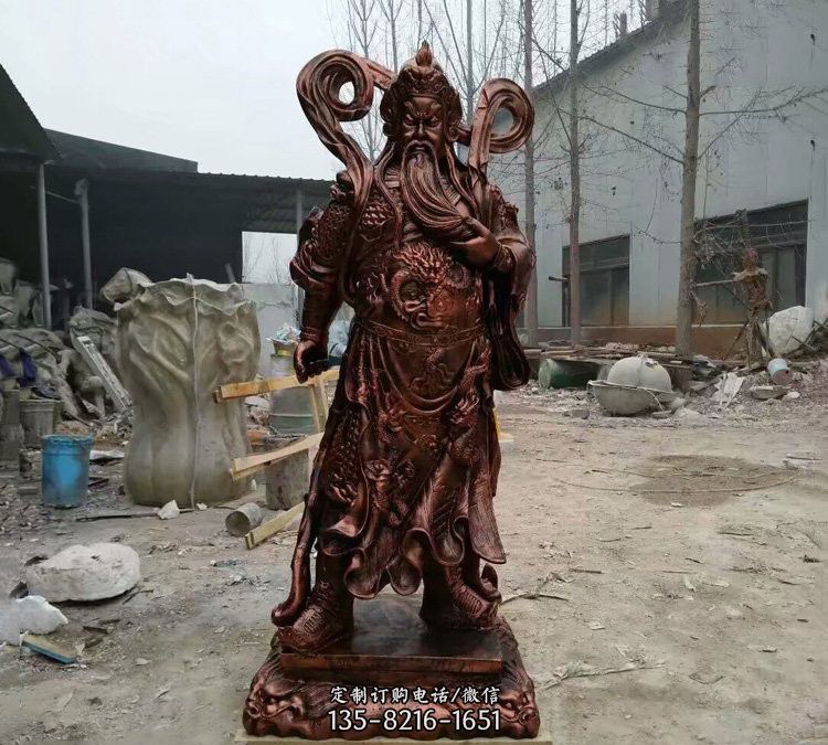 玻璃钢仿铜捋须关公雕塑 玻璃钢仿铜捋须关公雕塑