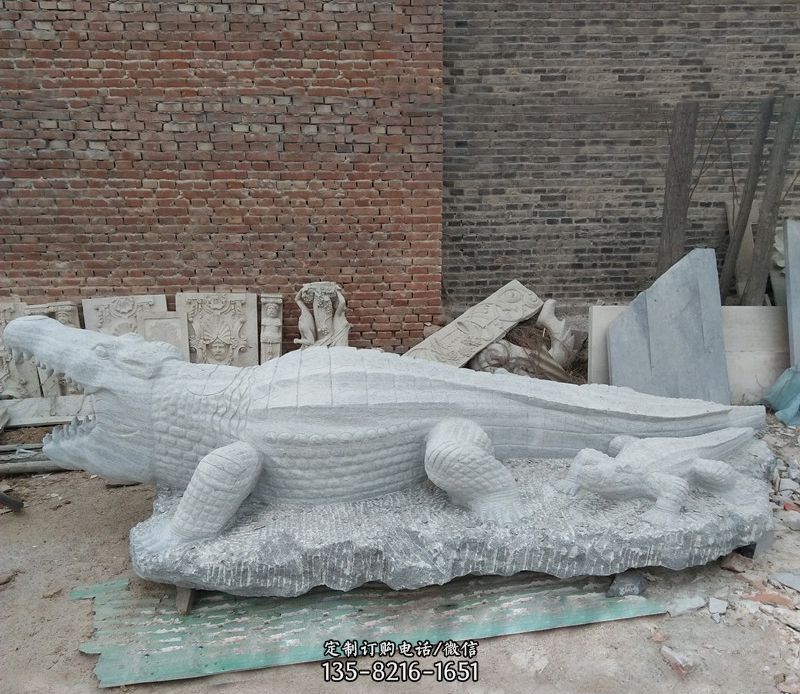 鱷魚石雕-鱷魚浮雕