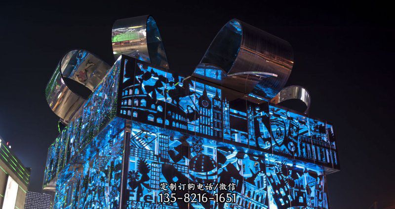不锈钢礼物盒街边景观雕塑 不锈钢礼物盒街边景观雕塑