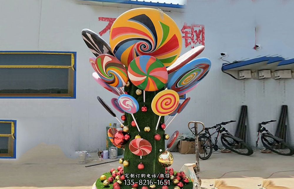 不锈钢彩色棒棒糖景观雕塑 不锈钢彩色棒棒糖景观雕塑