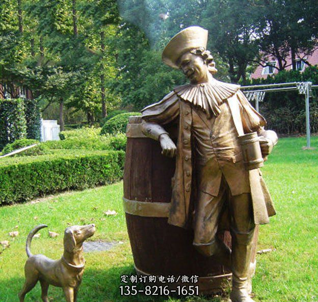 西方人物和狗景观铜雕
