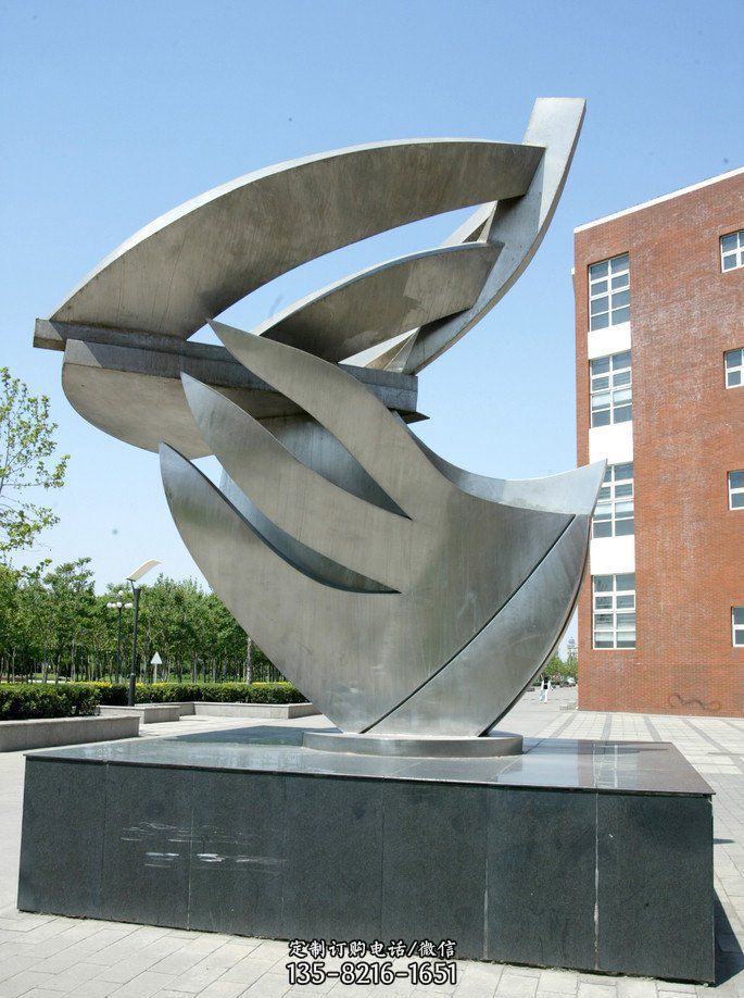 校园不锈钢抽象和平鸽雕塑