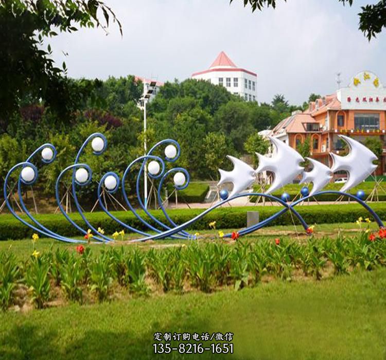 不锈钢公园海浪雕塑 不锈钢公园海浪雕塑