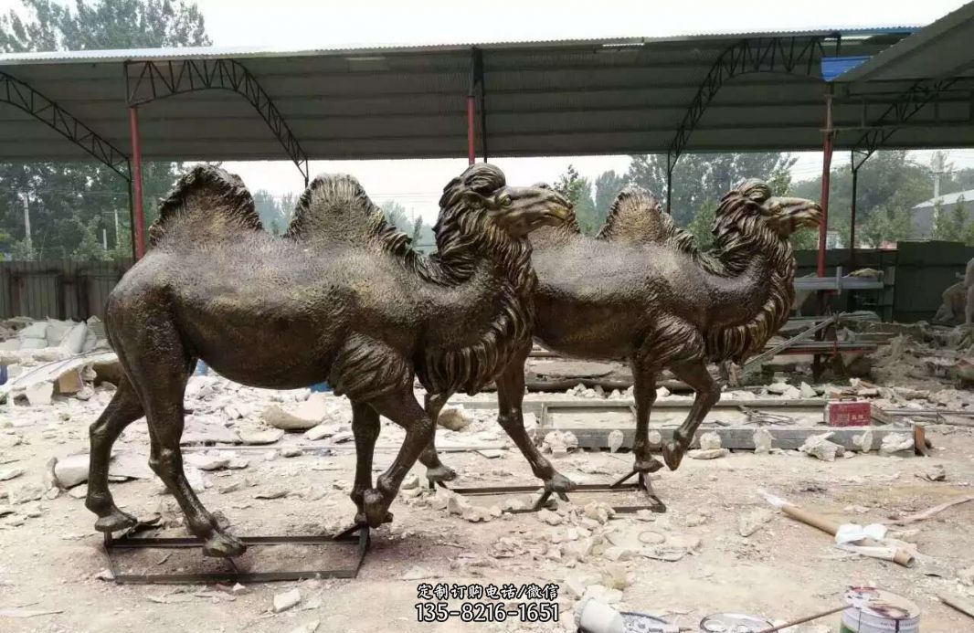 骆驼动物铜雕-不锈钢骆驼剪影雕塑-公园抽象铁艺动物雕塑
