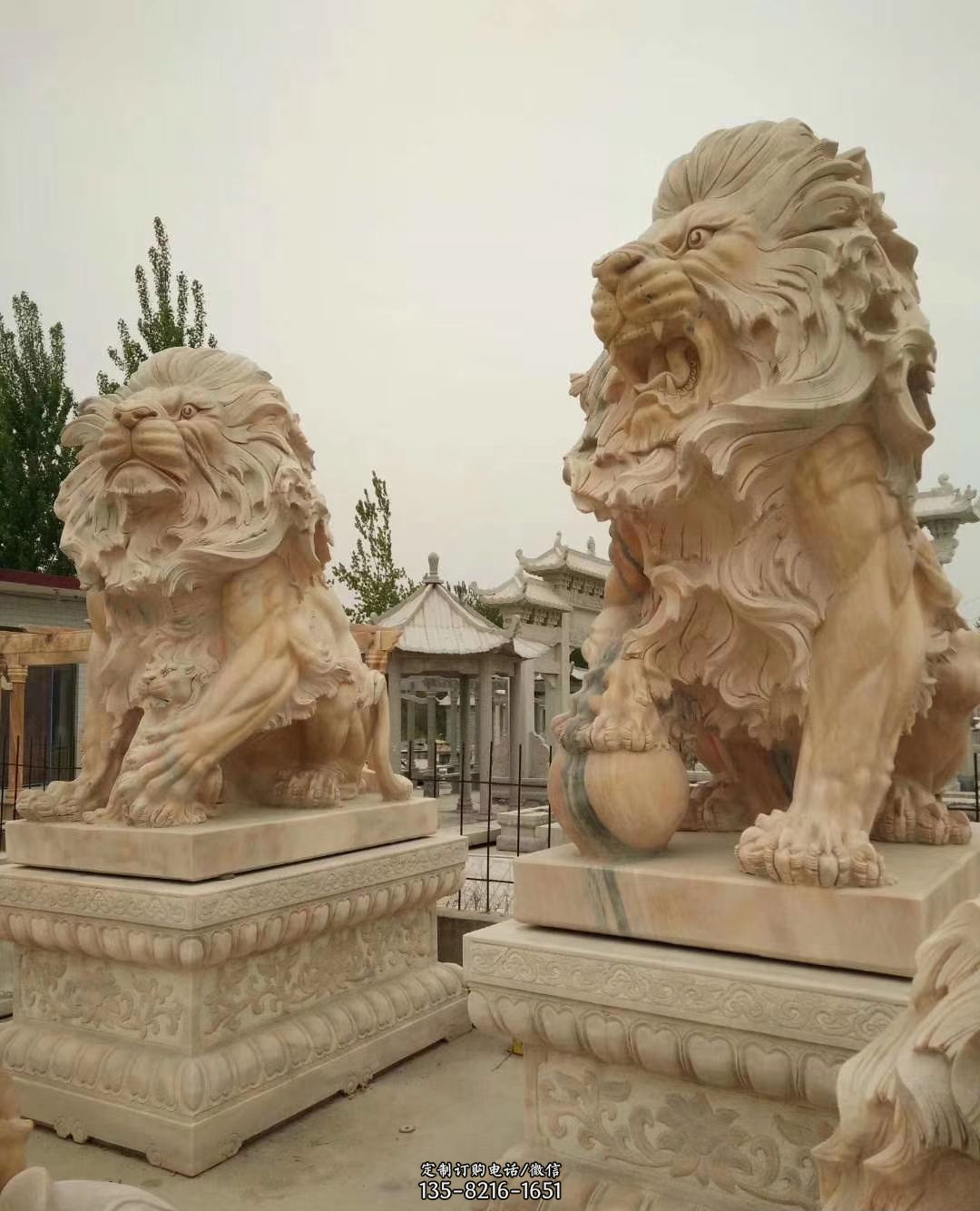 晚霞红招财西洋狮石雕 晚霞红招财西洋狮石雕