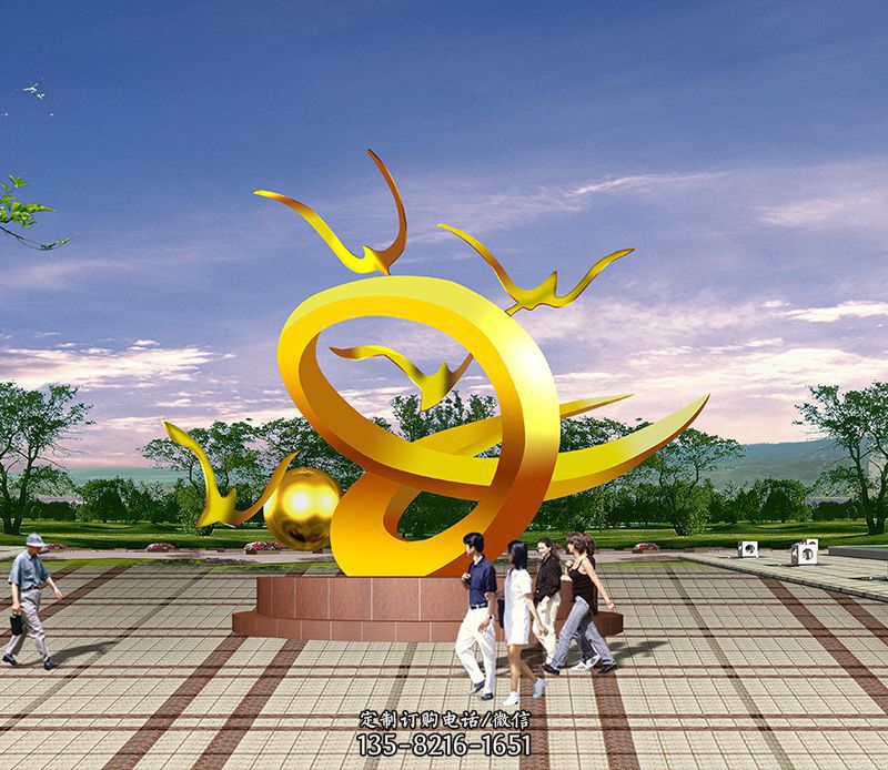 不锈钢自由飞翔景观雕塑 不锈钢自由飞翔景观雕塑