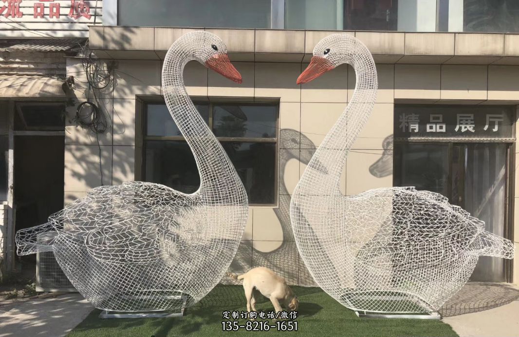 不锈钢镂空天鹅雕塑户外摆件 不锈钢镂空天鹅雕塑户外摆件