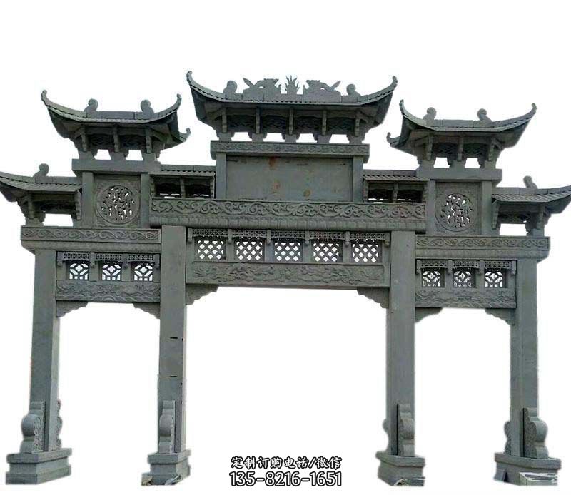 仿古三门大理石牌坊石雕 仿古三门大理石牌坊石雕