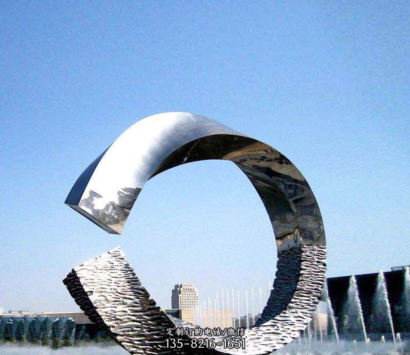 抽象镜面圆环不锈钢雕塑