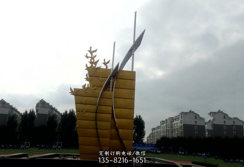 不锈钢校园启航帆船雕塑 不锈钢校园启航帆船雕塑