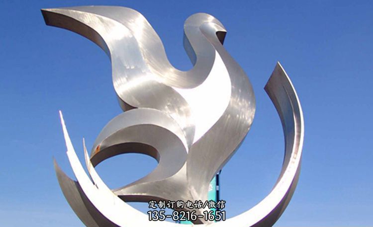 不锈钢抽象飞鸽雕塑