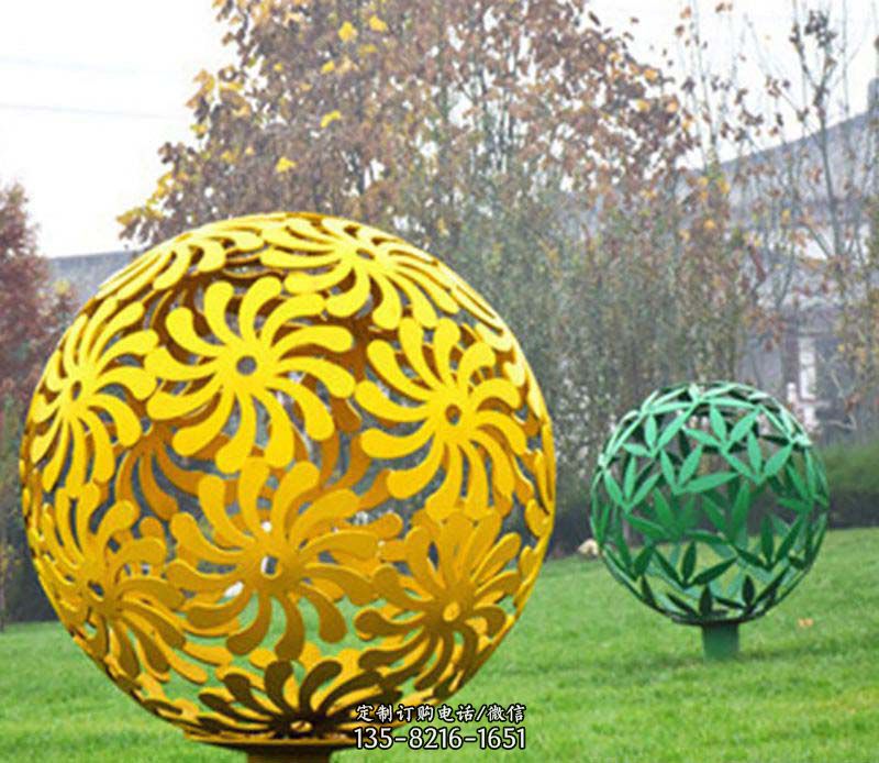 公园景观不锈钢镂空球雕塑