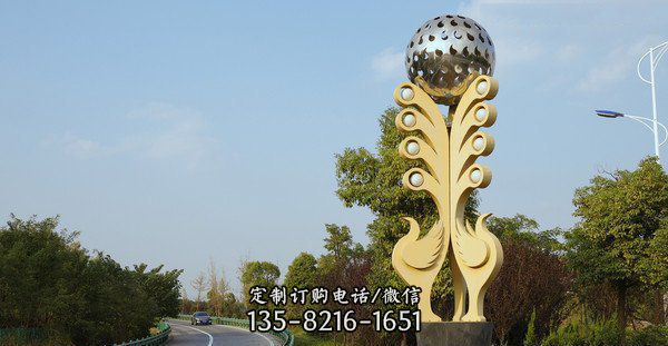 不锈钢镂空球抽象公园景观雕塑