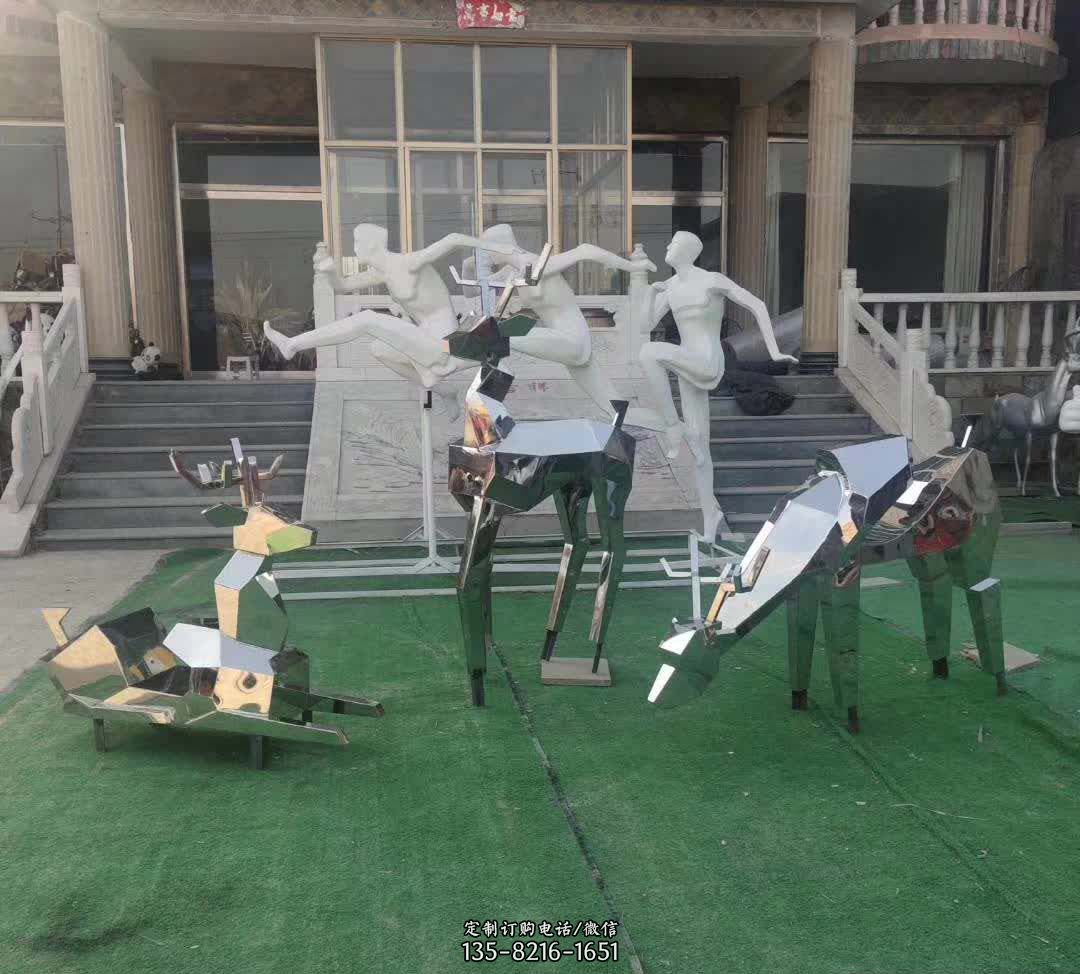 不锈钢售楼部动物小鹿雕塑 不锈钢售楼部动物小鹿雕塑