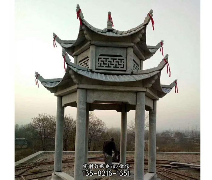 仿古双层石雕凉亭 仿古双层石雕凉亭