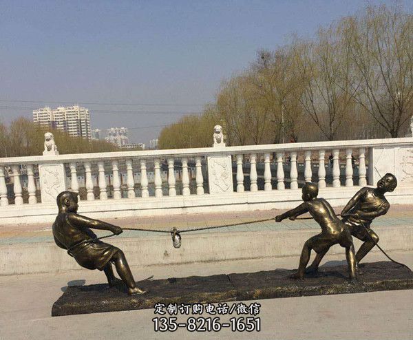 拔河儿童雕塑-儿童乐园卡通雕塑小品 拔河儿童雕塑-儿童乐园卡通雕塑小品