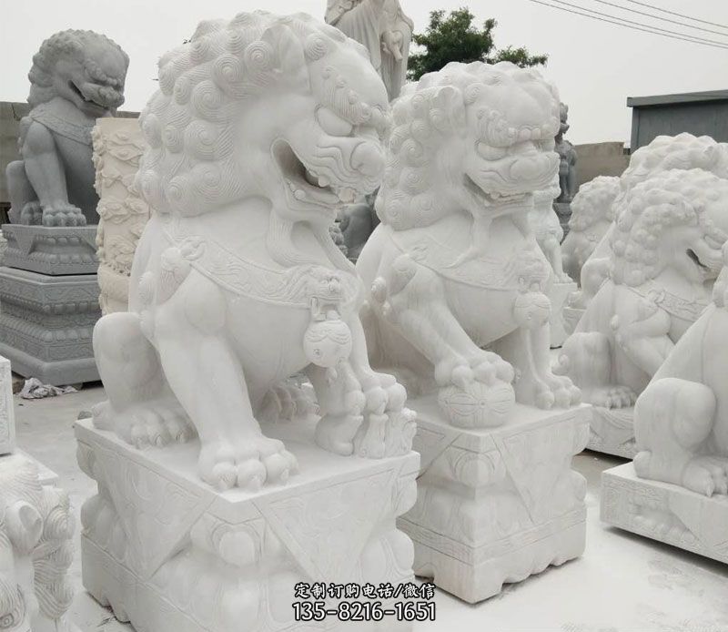 汉白玉门口看门踩球北京狮子石雕 汉白玉门口看门踩球北京狮子石雕