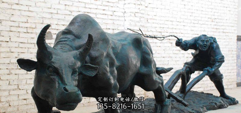 公园耕地牛景观铜雕 公园耕地牛景观铜雕