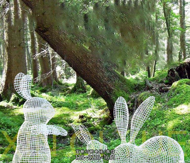 公园不锈钢镂空兔子雕塑