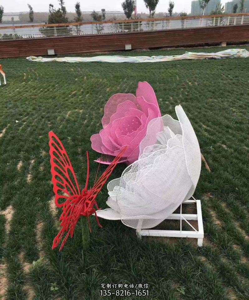 户外不锈钢铁艺蝴蝶花朵雕塑