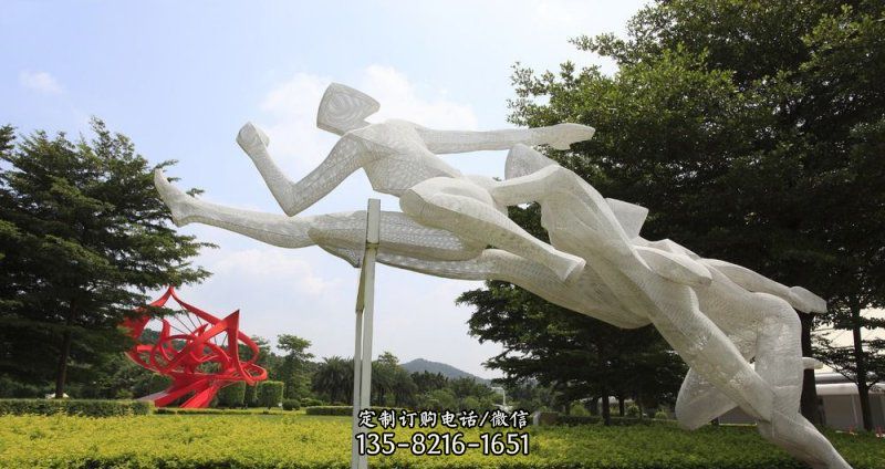 不锈钢跨栏人物公园雕塑 不锈钢跨栏人物公园雕塑