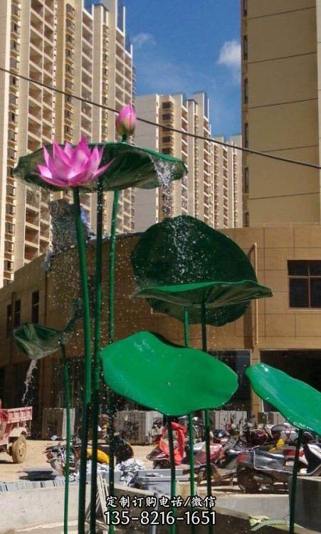 不锈钢小区彩色莲花雕塑 不锈钢小区彩色莲花雕塑
