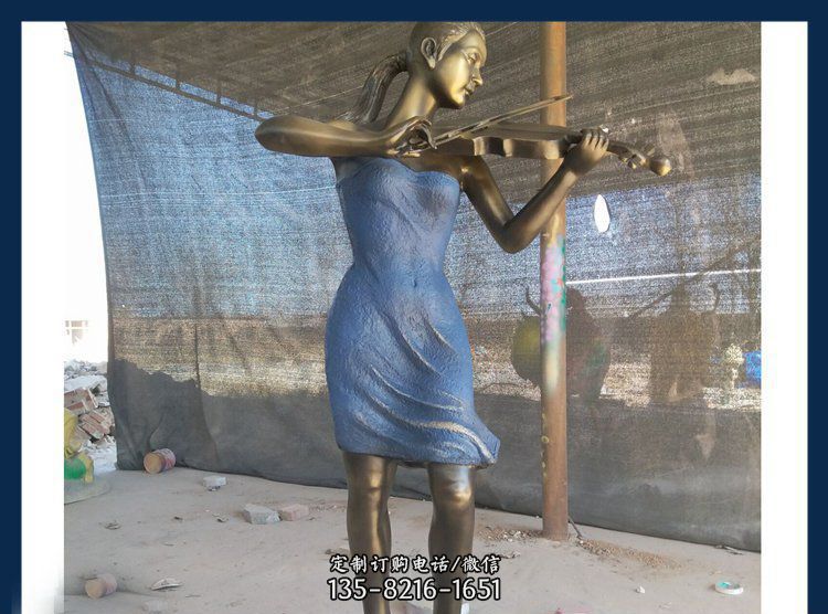 广场铜雕西方美女拉小提琴人物雕塑 广场铜雕西方美女拉小提琴人物雕塑