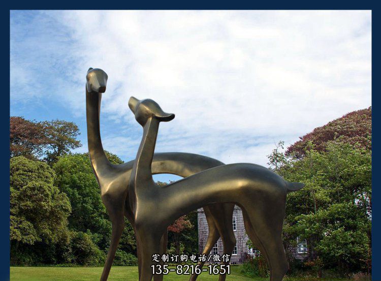 公园铜雕金属小鹿动物雕塑
