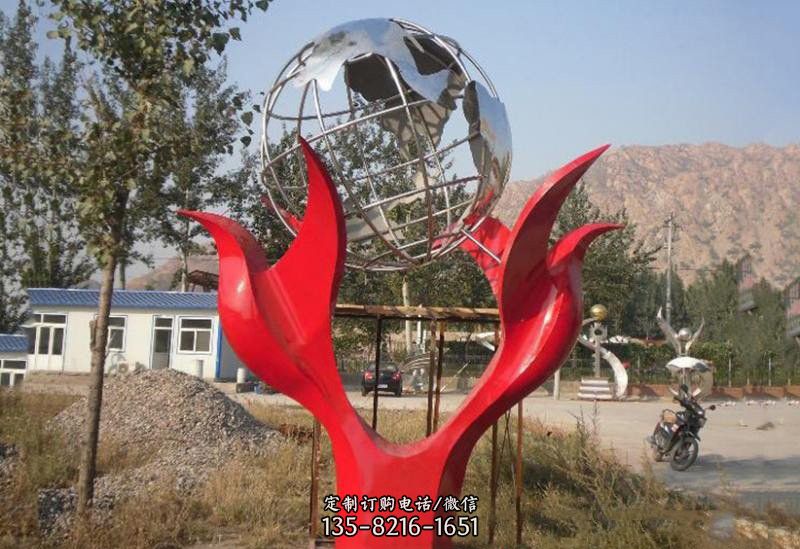 不锈钢公园和平鸽地球雕塑 不锈钢公园和平鸽地球雕塑