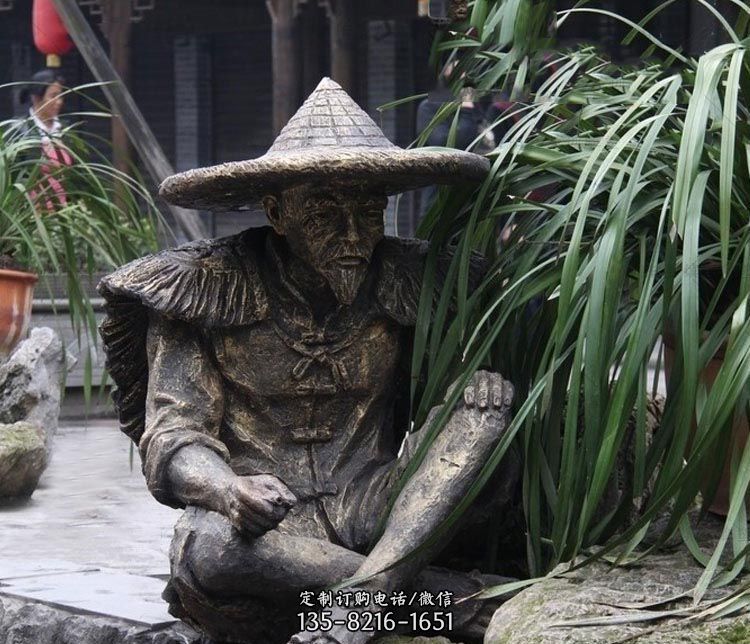 公园古代老渔翁铜雕 公园古代老渔翁铜雕
