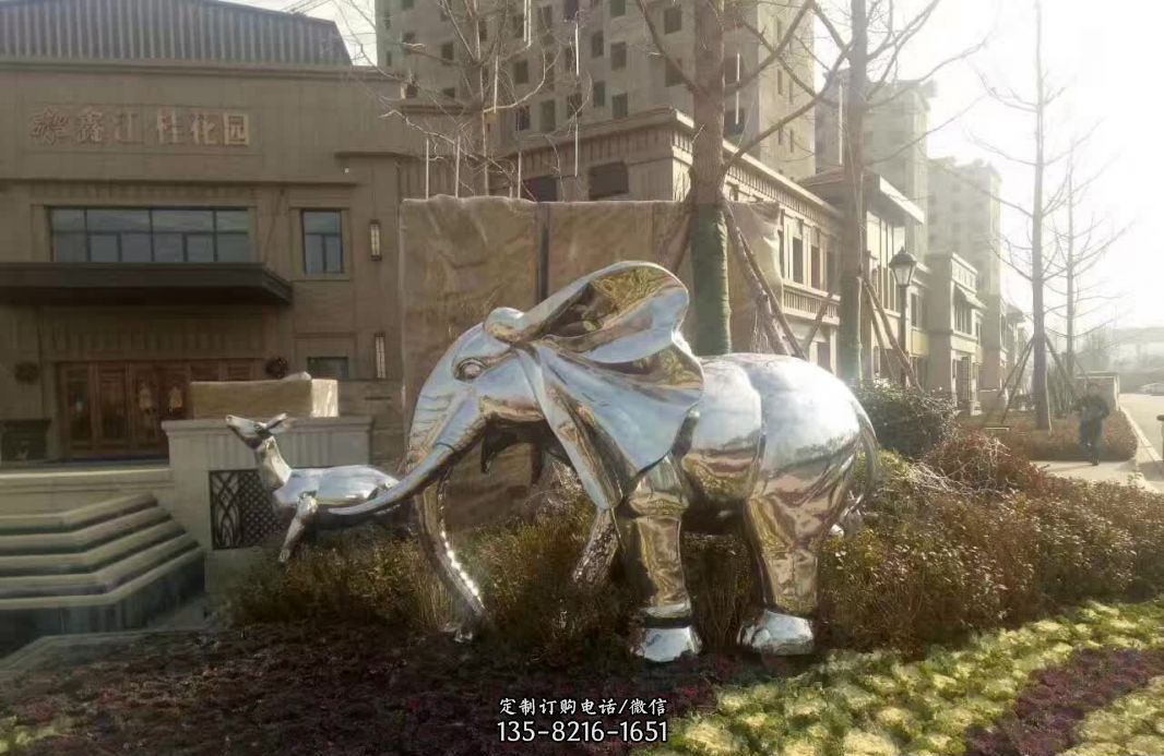 不锈钢售楼部动物大象雕塑