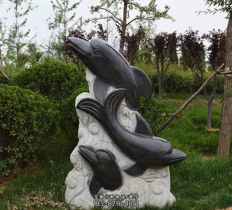 海豚石浮雕-不锈钢抽象海豚雕塑