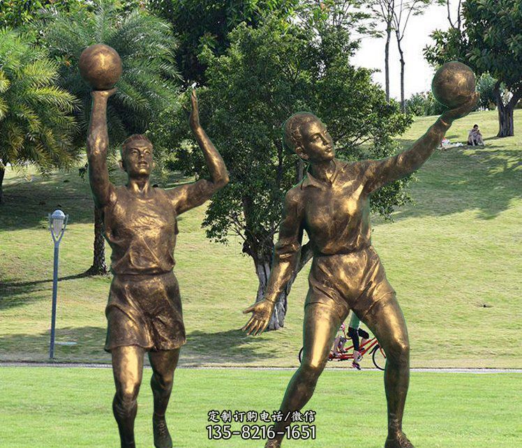 打篮球人物广场铜雕摆件