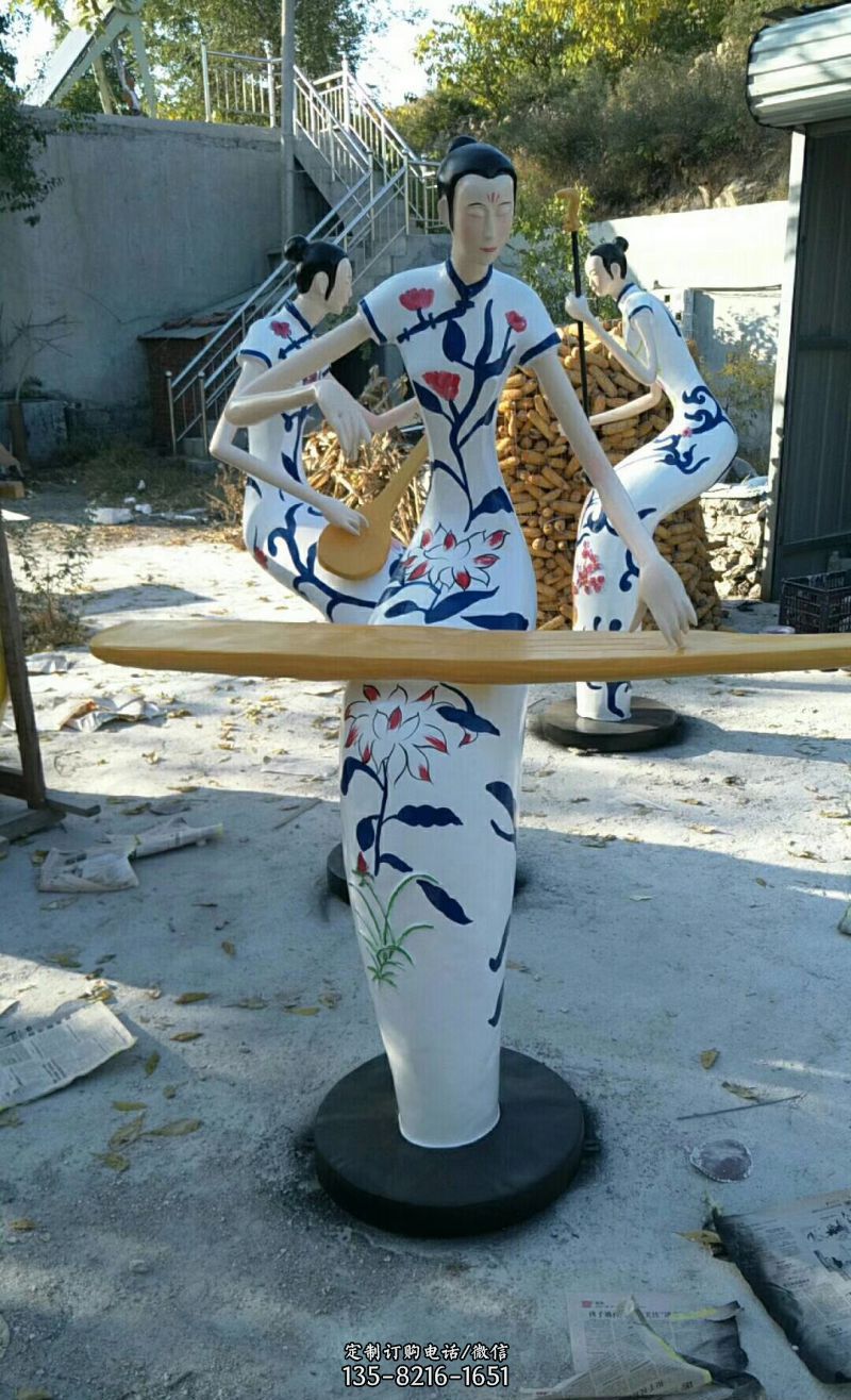 玻璃钢公园梅兰竹菊人物雕塑 玻璃钢公园梅兰竹菊人物雕塑