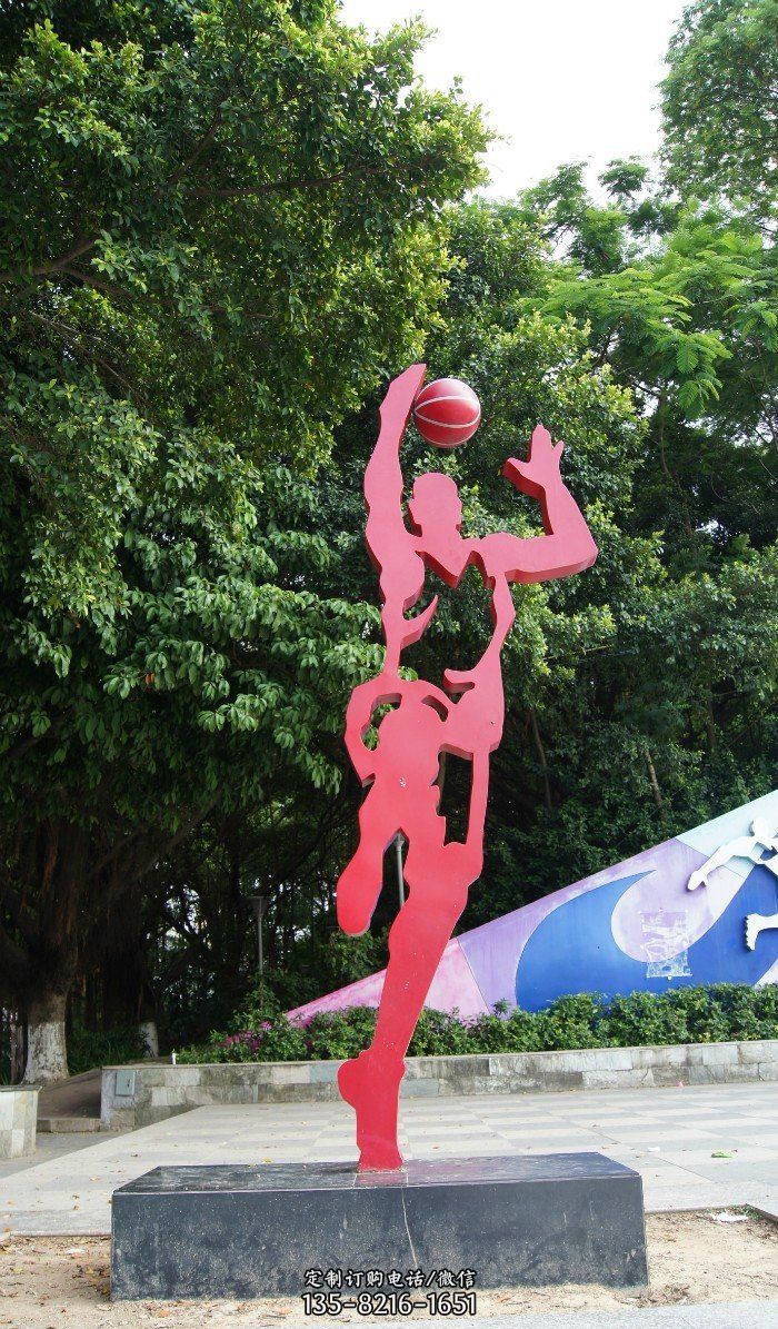 不锈钢公园剪影打篮球人物雕塑 不锈钢公园剪影打篮球人物雕塑