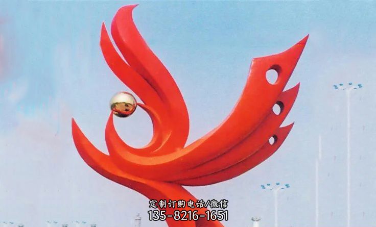 广场不锈钢抽象凤凰雕塑_2 广场不锈钢抽象凤凰雕塑_2