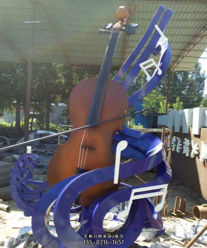 不锈钢音符提琴景观雕塑