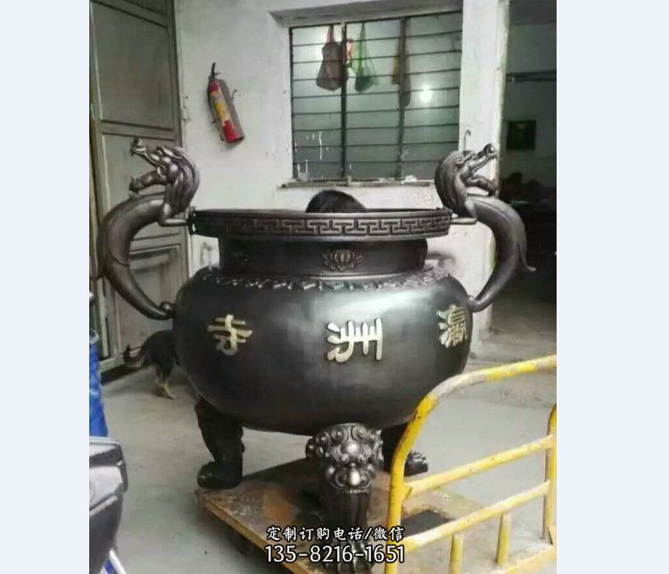 铜雕寺庙圆形香炉景观摆件 铜雕寺庙圆形香炉景观摆件