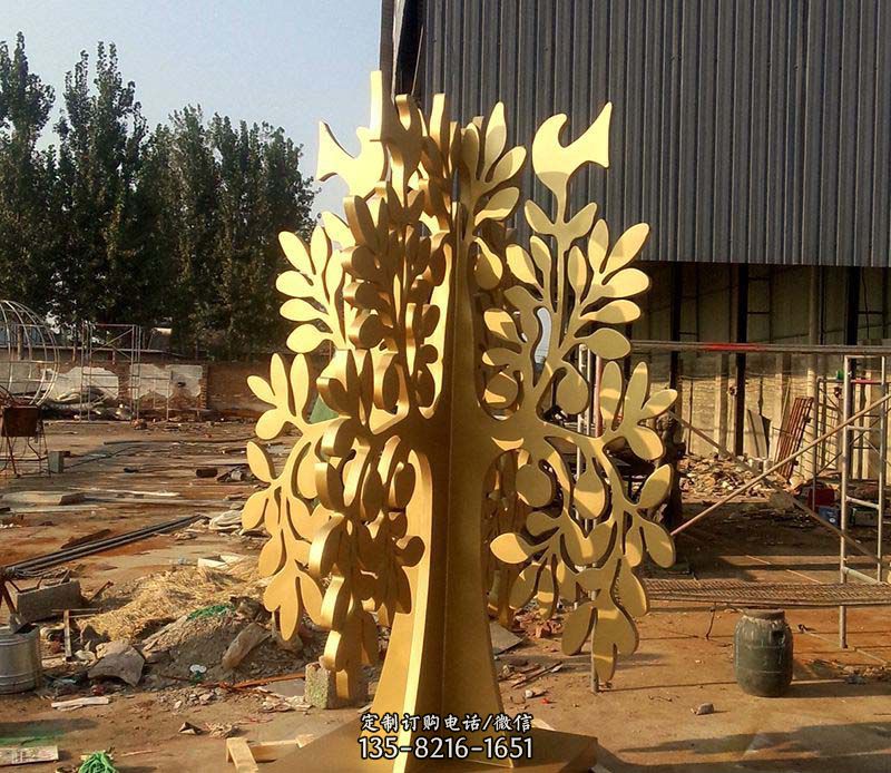 不锈钢园林烤漆树叶雕塑 不锈钢园林烤漆树叶雕塑