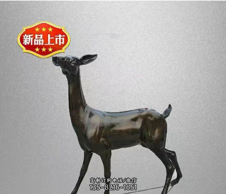 小鹿玻璃钢仿铜动物雕塑 小鹿玻璃钢仿铜动物雕塑