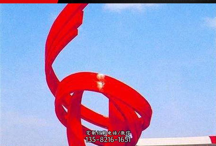 小区红色不锈钢抽象雕塑 小区红色不锈钢抽象雕塑