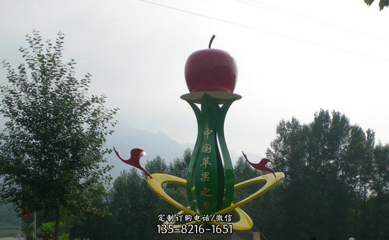 不锈钢苹果之乡雕塑 不锈钢苹果之乡雕塑