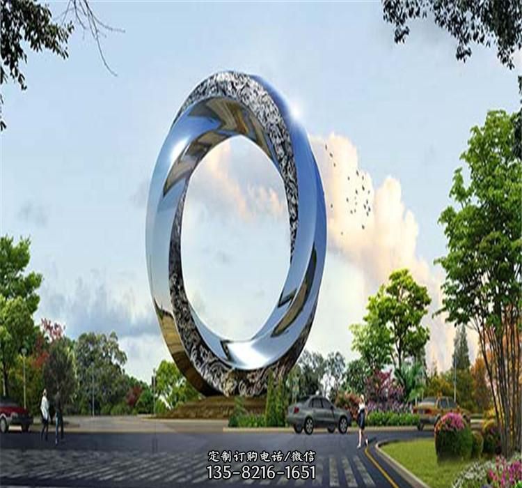 不銹鋼景觀圓環雕塑