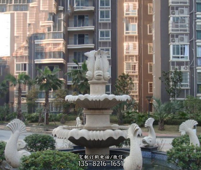 小区景观鲤鱼喷泉石雕 小区景观鲤鱼喷泉石雕